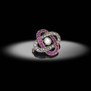 Spilla con perla e brillanti